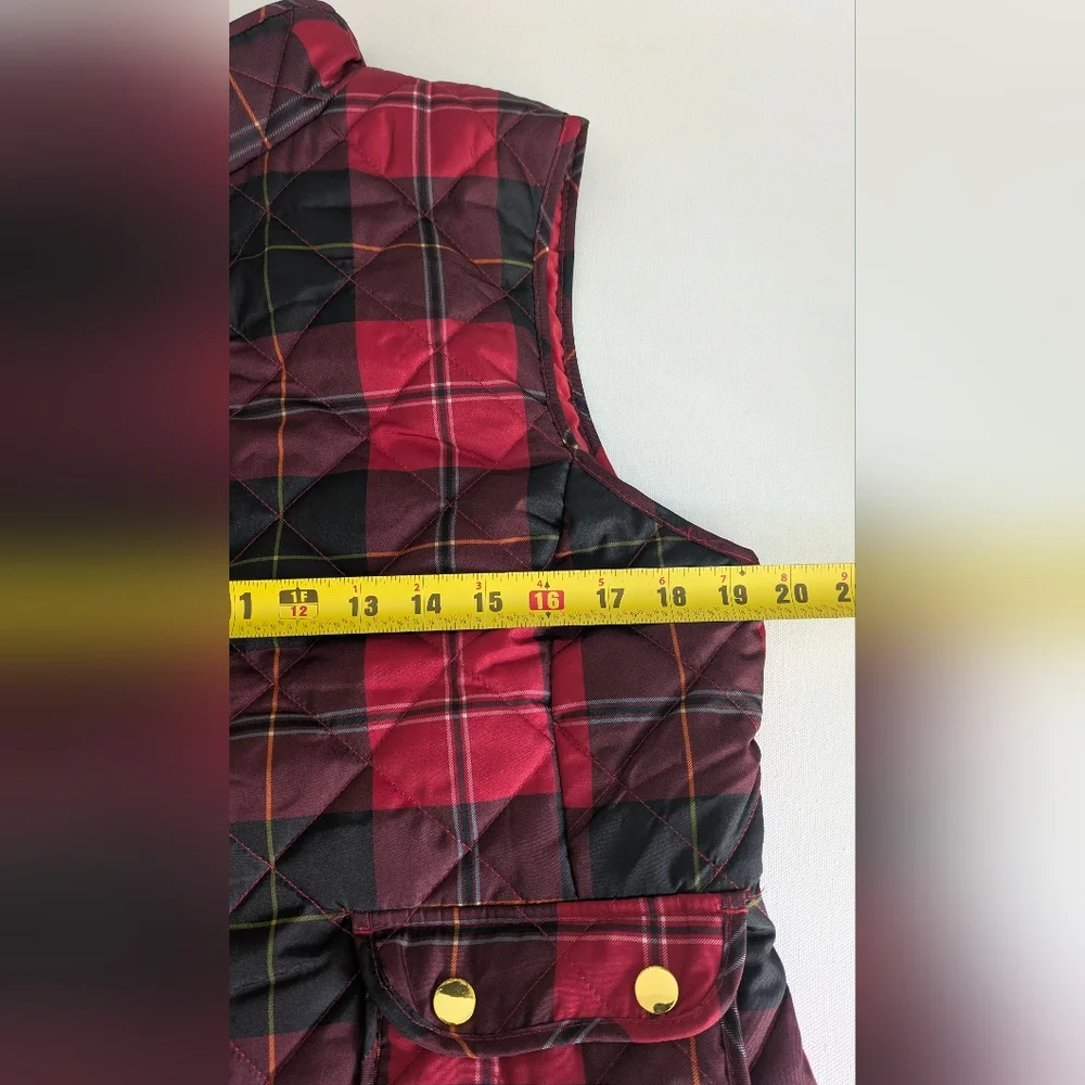 New St. John's Bay Womens Heavyweight Quilted Vest Size M Red Plaid Fall Preppy - Picture 11 of 11